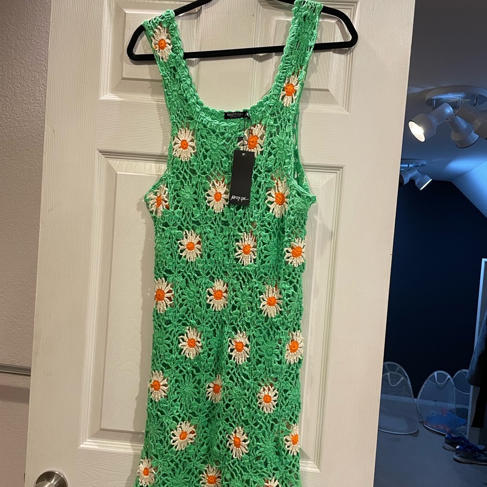 Nasty Gal Crochet Daisy Cover Up Mini Dress